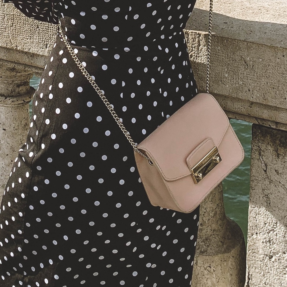 FURLA Julia Mini Crossbody Bag, Blush Pink Saffiano Leather